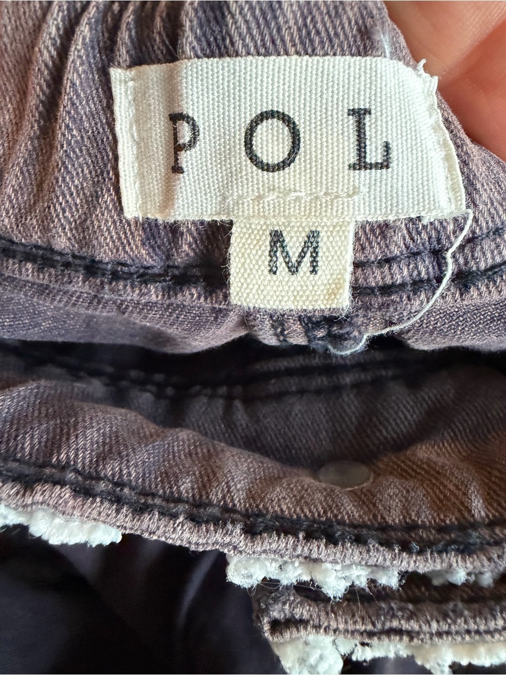 POL Crochet Patch Wide Leg Jeans Antique Navy Boho Cotton M Festival - Picture 6 of 8